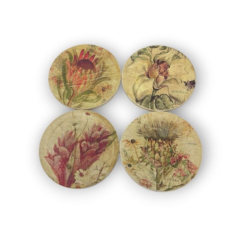 Coasterstone Coaster Stone Set of 4 Assorted Floral Flower Designs